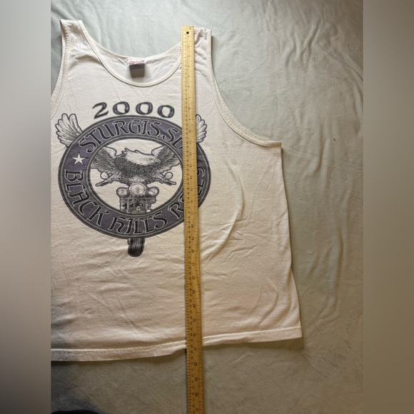 Hanes Heavyweight White Cotton Tee vintage sturgis - Picture 3 of 5